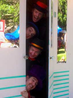 The boys at The Little Big Show in the Assembly George Square Gardens for the Edinburgh Fringe Festival