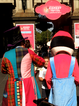 Matty Hatter and Super Mario out front of Town Hall at the 2013 MICF