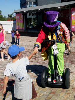 Matty Hatter on his segway at Federation Square at the 2012 MICF